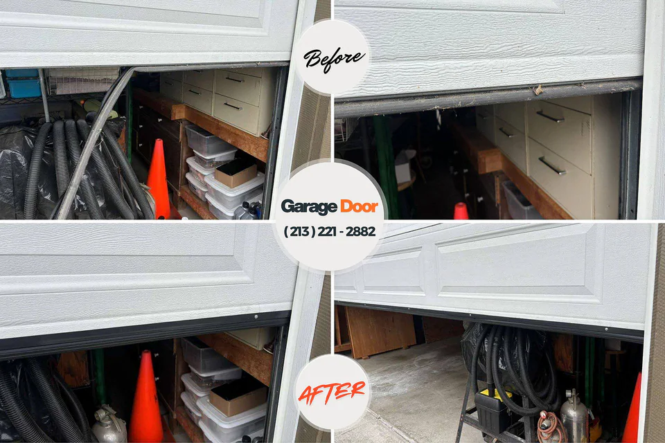 Before and after: garage door repair Granville South, OH